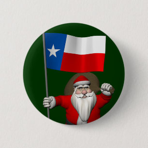 Macaron Rond 5 Cm Santa Claus with Ensign Of Texas