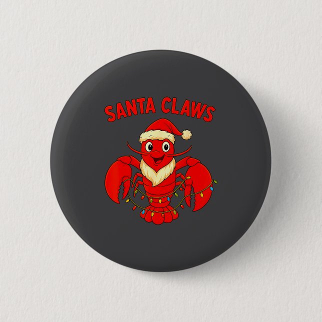Macaron Rond 5 Cm Santa Claws Lobster Christmas Lights Holiday Desig (Devant)