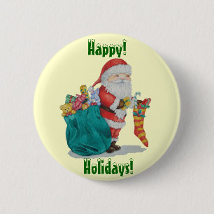 Macaron Rond 5 Cm santa delivering gifts in sack for christmas
