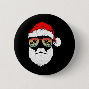 Macaron Rond 5 Cm Santa Face Rétro Lunettes Hawaïen Noël Xmas T
