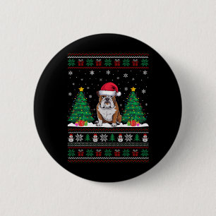 Macaron Rond 5 Cm Santa Hat American Buldog Xmas Les lumières de l'a