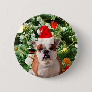 Macaron Rond 5 Cm Santa Hat Bulldog Christmas Tree Snowman boîte cad