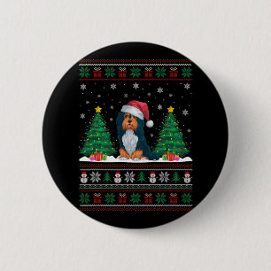 Macaron Rond 5 Cm Santa Hat Havanais Chien de Noël Lumières de l'arb