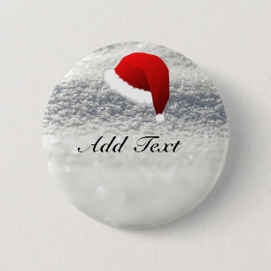 Macaron Rond 5 Cm Santa Hat, modèle Arrière - plan de neige