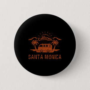 Macaron Rond 5 Cm Santa Monica, Ca Californie Rétro Vintage Surf