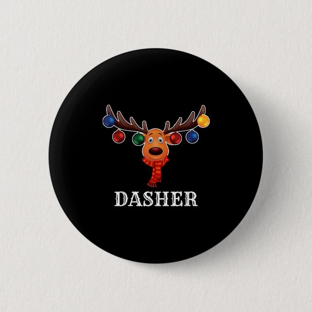 Macaron Rond 5 Cm Santa Reindeer Dasher Xmas Group Costume  (Devant)