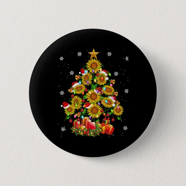 Macaron Rond 5 Cm Santa Sunflower Christmas Tree Xmas Lights Santa S (Devant)