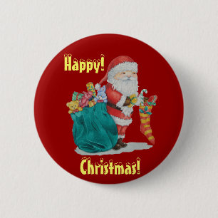 Macaron Rond 5 Cm santa with green sack getting ready for christmas