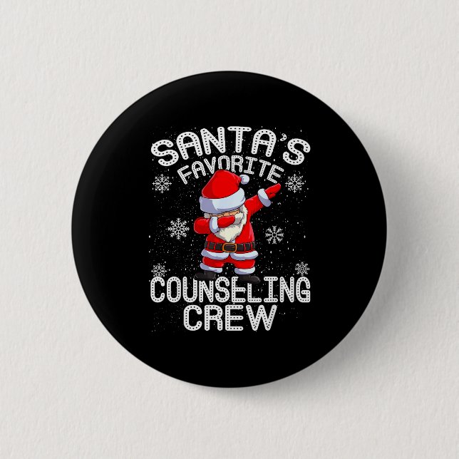 Macaron Rond 5 Cm Santa's Favorite Counseling Crew Christmas  (Devant)