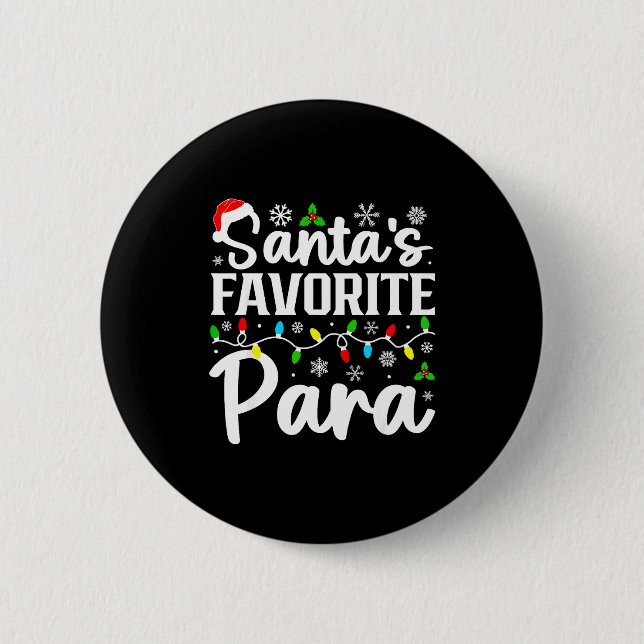 Macaron Rond 5 Cm Santa's Favorite Para Funny Christmas Family Match (Devant)