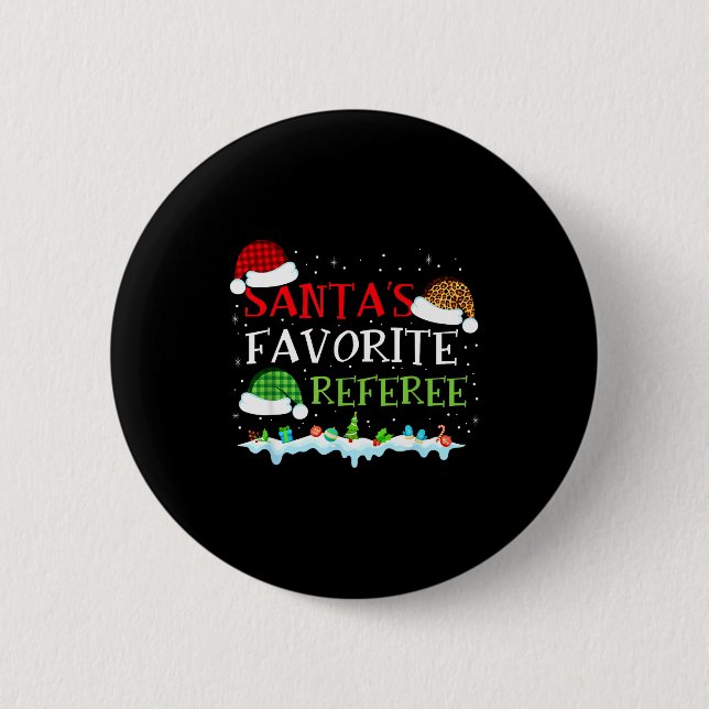 Macaron Rond 5 Cm Santa's Favorite Referee Fun Christmas  (Devant)