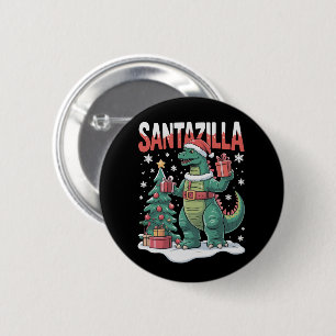 Macaron Rond 5 Cm Santazilla Monstre Japonais Kaiju Noël Dinosaure