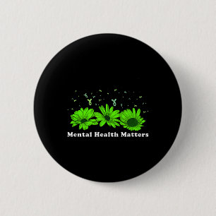 Macaron Rond 5 Cm Santé mentale S Tournesol mai Green Awareness Ribb