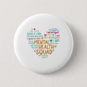 Macaron Rond 5 Cm Santé mentale Squad Amour Coeur Faits Santé mental