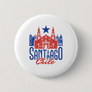 Macaron Rond 5 Cm Santiago Chili Souvenir chilien vacances voyage