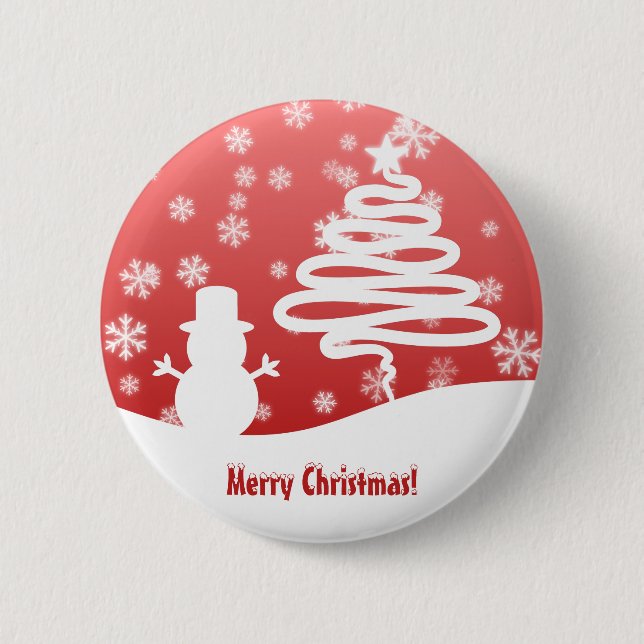 Macaron Rond 5 Cm Sapin de Noël blanc et bonhomme de neige (Devant)