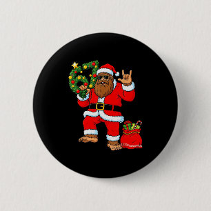 Macaron Rond 5 Cm Sapin de Noël Santa Bigfoot Sasquatch 67 Six Sept