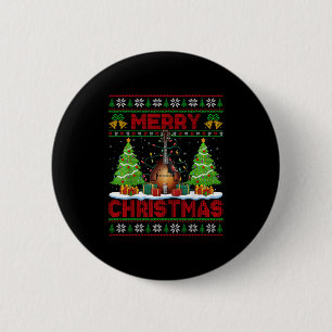 Macaron Rond 5 Cm Sapin de Noël Style Santa Ugly Mandoline Musicale