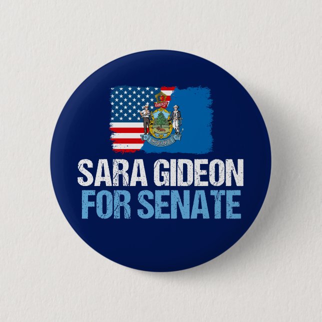 Macaron Rond 5 Cm Sara Gideon pour le Sénat (Devant)