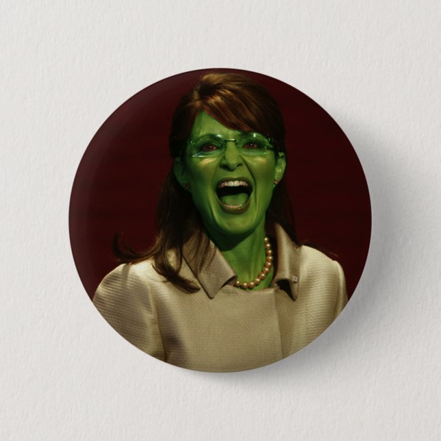 Macaron Rond 5 Cm Sarah Palin la sorcière (Devant)