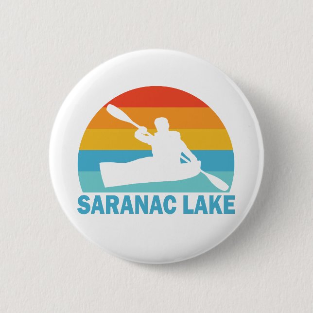 Macaron Rond 5 Cm Saranac Lake New York Kayak (Devant)