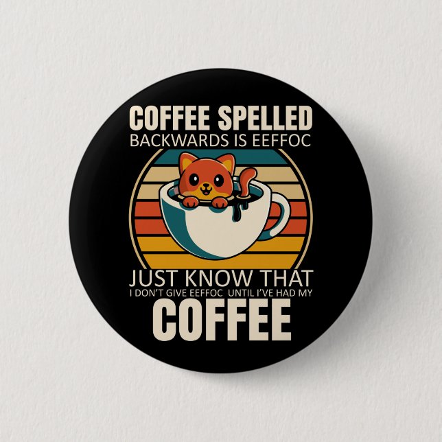 Macaron Rond 5 Cm Sarcastic Cat Café Lover Barista Caffeine (Devant)