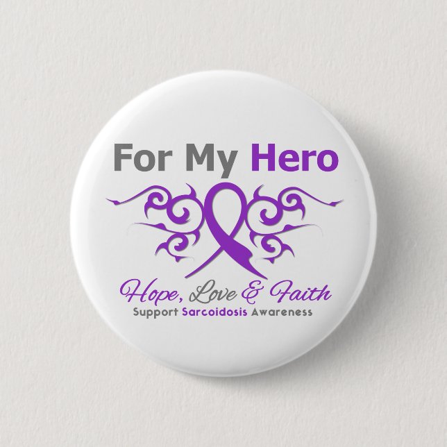 Macaron Rond 5 Cm Sarcoïdose Pour Mon Héros Hope Love FaithTribal Ri (Devant)