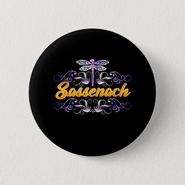 Macaron Rond 5 Cm Sassenach Outlander Blue Dragonfly (Devant)