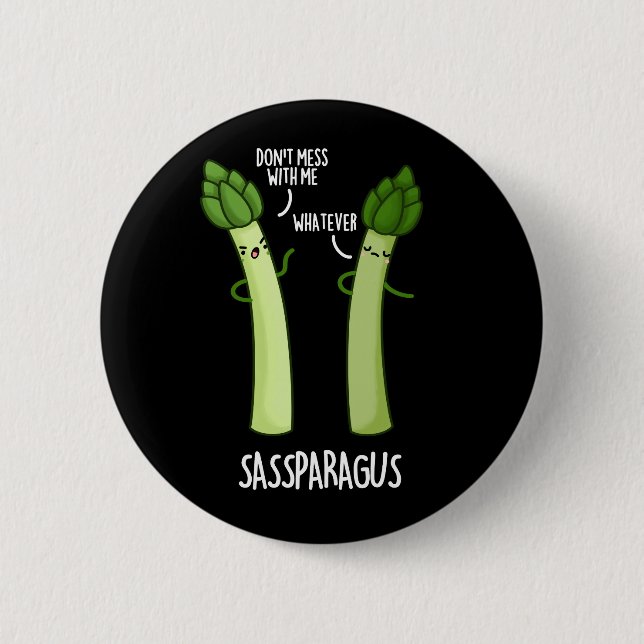 Macaron Rond 5 Cm Sassparagus Funny Asparagus Vegetable Pun Dark BG (Devant)