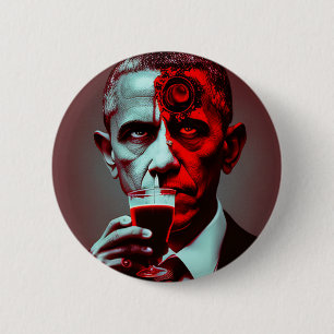 Macaron Rond 5 Cm Satanic Obama boit le sang du Carré américain S