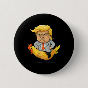 Macaron Rond 5 Cm Satire sur le jockey de poulet de Trump - Humo pol