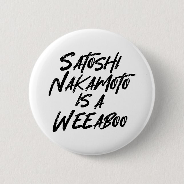 MACARON ROND 5 CM SATOSHI NAKAMOTO EST UN WEEBOO (Devant)