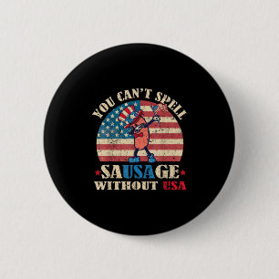 Macaron Rond 5 Cm Saucisson Sans Usa Retro Funny 4 juillet Indepe