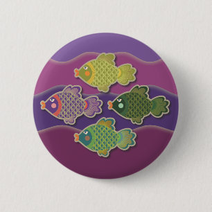 Macaron Rond 5 Cm Sautent le bouton de pourpre de poissons