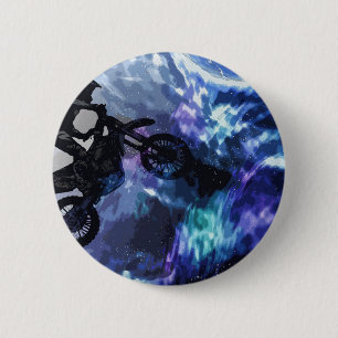 Macaron Rond 5 Cm Sauter dans l'espace - Motocross Rider