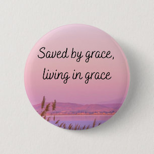 Macaron Rond 5 Cm Sauvé par la grâce verset biblique typographie chr