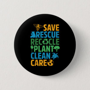 Macaron Rond 5 Cm Sauver les abeilles Secourir les animaux Recycler 
