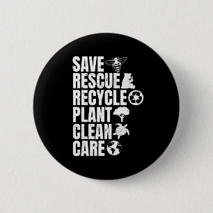 Macaron Rond 5 Cm Sauver les abeilles Secourir les animaux Recycler 