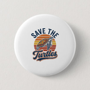 Macaron Rond 5 Cm Sauver les tortues Design de T-Shirt de Tortue de