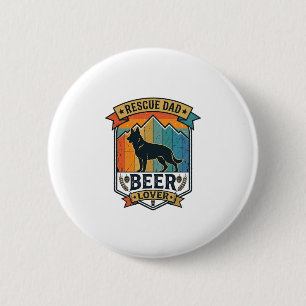Macaron Rond 5 Cm Sauver Papa Amateur de Bière Chien Vintage Sunset_