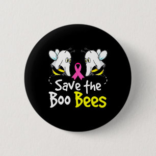 Macaron Rond 5 Cm Sauvez Boo Bees Amusants Conscience du cancer du s