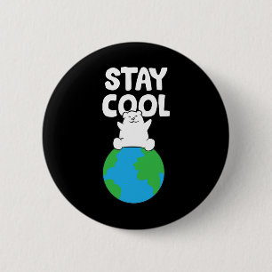 Macaron Rond 5 Cm Sauvez la Terre Ours Polaire Restez Cool Soleil Ré
