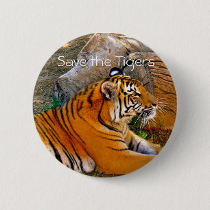 Macaron Rond 5 Cm Sauvez le bouton d'insigne de tigres