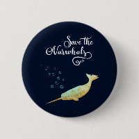 Sauvez le Narwhals. Aquarelle, art de calligraphie