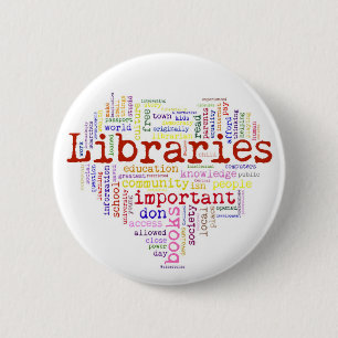 Macaron Rond 5 Cm Sauvez les bibliothèques 3