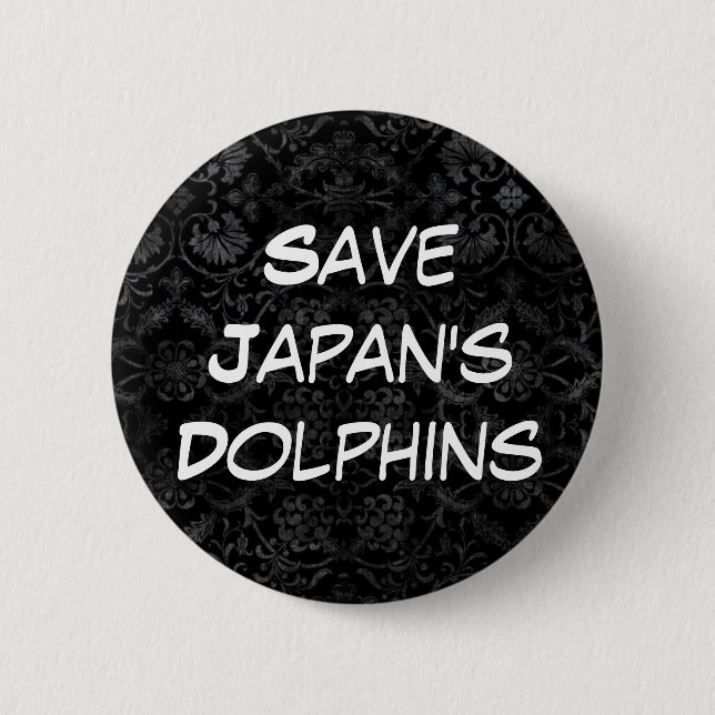 Macaron Rond 5 Cm Sauvez les dauphins du Japon (Devant)