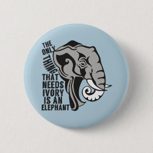 Macaron Rond 5 Cm Sauvez les éléphants Interdire la chasse au trophé