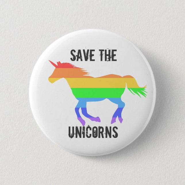 Macaron Rond 5 Cm Sauvez les licornes (Devant)