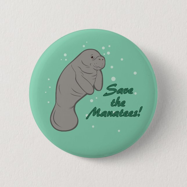 Macaron Rond 5 Cm Sauvez les Manatees ! (Devant)