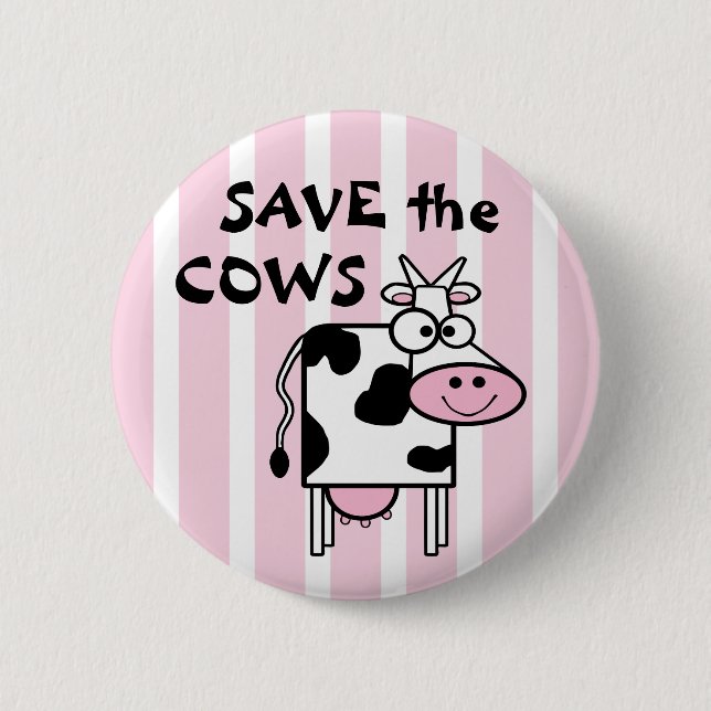 Macaron Rond 5 Cm Sauvez les mignons droits des animaux des vaches (Devant)